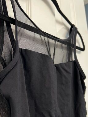 Natalie Dancewear Black Mesh Paneled Leotard